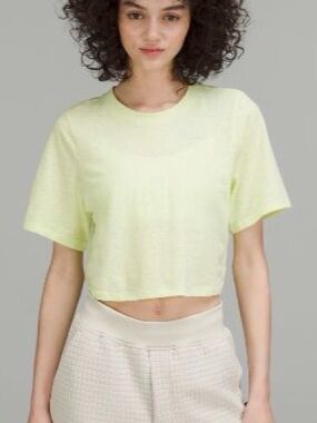 lululemon athletica Neon Yellow Cropped Tee